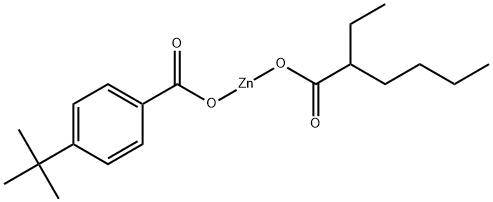 (p-tert-butylbenzoato)(2-ethylhexanoato)zinc Structure