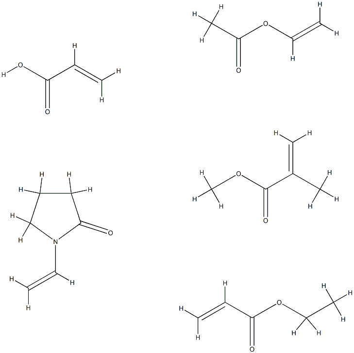 2-Propenoic acid, 2-methyl-, methyl ester, polymer with ethenyl acetate, 1-ethenyl-2-pyrrolidinone, ethyl 2-propenoate and 2-propenoic acid 구조식 이미지