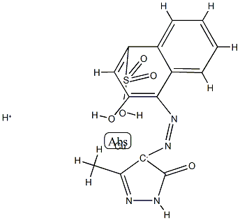 hydrogen [4-[(4,5-dihydro-3-methyl-5-oxo-1H-pyrazol-4-yl)azo]-3-hydroxynaphthalene-1-sulphonato(3-)]cuprate(1-) Structure