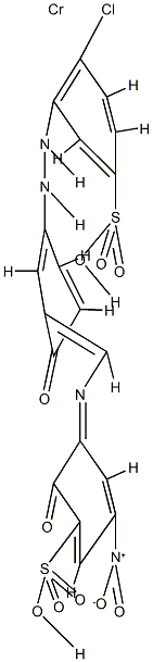 potassium [3-[[[5-[(2-chloro-5-sulphophenyl)azo]-2-hydroxyphenyl]methylene]amino]-2-hydroxy-5-nitrobenzene-1-sulphonato(4-)]chromate(1-) Structure