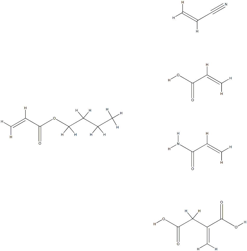 Butanedioic acid, methylene-, polymer with butyl 2-propenoate, 2-propenamide, 2-propenenitrile and 2-propenoic acid Structure