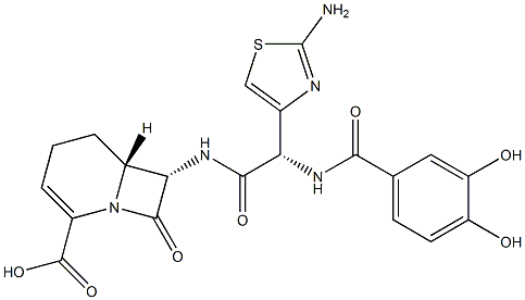 (6R,7S)-7α-[[(S)-(2-Amino-4-thiazolyl)[(3,4-dihydroxybenzoyl)amino]acetyl]amino]-8-oxo-1-azabicyclo[4.2.0]oct-2-ene-2-carboxylic acid Structure