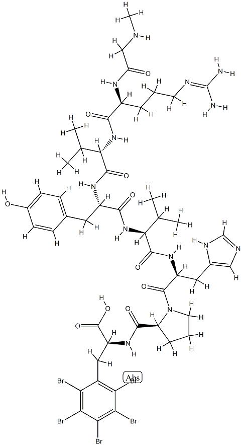 angiotensin-II, Sar-Arg-Val-Tyr-Val-His-Pro-(2',3',4',5',6'-pentabromo)-Phe Structure