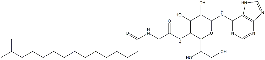 N-(1H-Purin-6-yl)-4-[[[(14-methyl-1-oxopentadecyl)amino]acetyl]amino]-4-deoxy-β-L-glycero-L-manno-heptopyranosylamine Structure