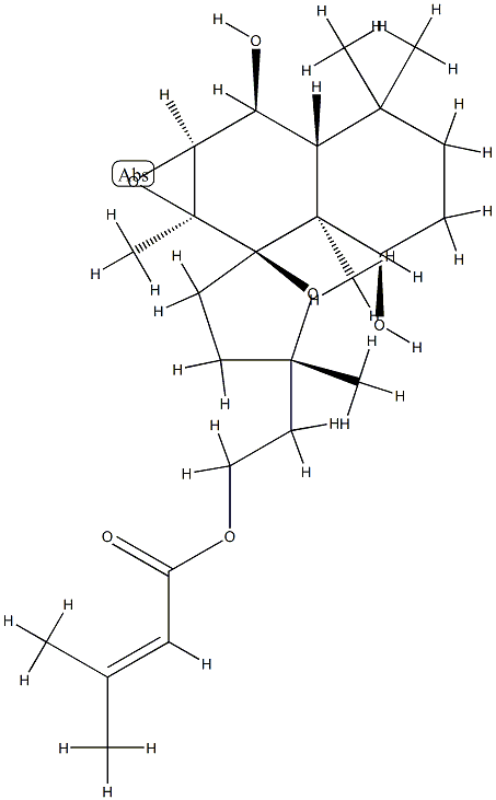 2-[(1'aS,2R,5S)-2'a,3',4,4',5,5',6',6'aα,7',7'aβ-Decahydro-3'α,7'α-dihydroxy-1'aβ,2'aβ,5,6',6'-pentamethylspiro[furan-2(3H),2'(1'aH)-naphth[2,3-b]oxiren]-5-yl]ethyl=3-methyl-2-butenoate 구조식 이미지