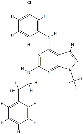 4-N-(3-chlorophenyl)-1-methyl-6-N-(2-phenylethyl)pyrazolo[3,4-d]pyrimidine-4,6-diamine Structure