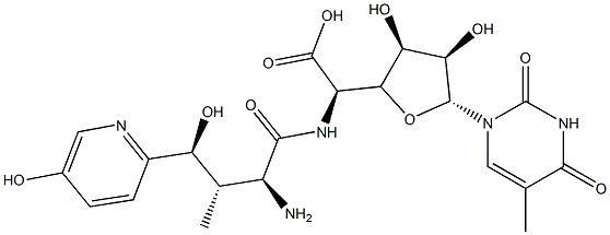 5-[[(2S,3S,4S)-2-Amino-4-hydroxy-4-(5-hydroxy-2-pyridinyl)-3-methyl-1-oxobutyl]amino]-1-[3,4-dihydro-5-methyl-2,4-dioxopyrimidin-1(2H)-yl]-1,5-dideoxy-β-D-allofuranuronic acid Structure