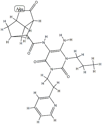 3,5-Methano-2H-cyclopenta[b]furan-7-carboxamide,  N-[6-amino-1,2,3,4-tetrahydro-2,4-dioxo-1-propyl-3-[2-(2-pyridinyl)ethyl]-5-pyrimidinyl]hexahydro-2- 구조식 이미지