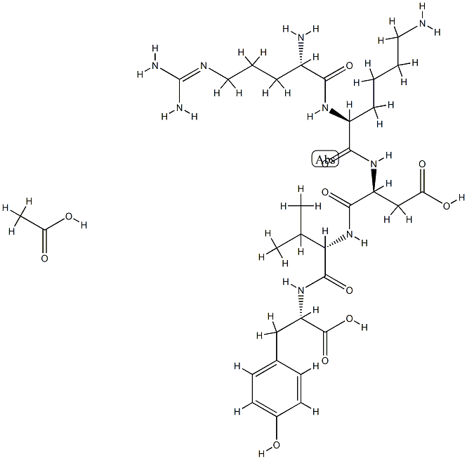 acetic acid:(3S)-3-[[(2S)-6-amino-2-[[(2S)-2-amino-5-(diaminomethylideneamino)pentanoyl]amino]hexanoyl]amino]-4-[[(2S)-1-[[(1S)-1-carboxy-2-(4-hydroxyphenyl)ethyl]amino]-3-methyl-1-oxobutan-2-yl]amino]-4-oxobutanoic acid 구조식 이미지