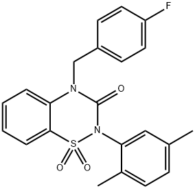 2-(2,5-dimethylphenyl)-4-[(4-fluorophenyl)methyl]-1,1-dioxo-1$l^{6},2,4-benzothiadiazin-3-one Structure