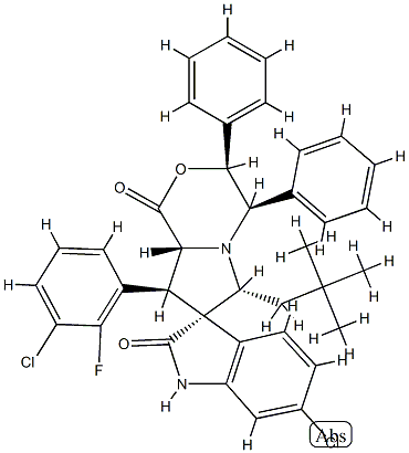 (3S,3'S,4'R,6'R,8'S,8'aR)-6-chloro-8'-(3-chloro-2-fluorophenyl)-6'-(2,2-dimethylpropyl)-3',4'-diphenylspiro[1H-indole-3,7'-4,6,8,8a-tetrahydro-3H-pyrrolo[2,1-c][1,4]oxazine]-1',2-dione 구조식 이미지