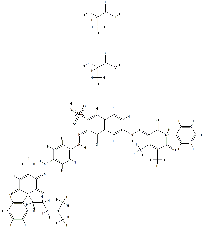 1,3'-Bipyridinium,5'-[[4-[[7-[(1',2'-dihydro-6'-hydroxy-3,4-dimethyl-2'-oxo [1,3'-bipyridinium]-5'-yl)azo]-1-hydroxy-3-sulfo-2-naphthalenyl]azo]phenyl]azo]-1'- [3-(dimethylamino)propyl]-1',2'-oxo-, salt with 2-hydroxypropanoic acid 구조식 이미지