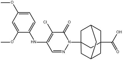 Tricyclo[3.3.1.13,7]decane-1-carboxylic acid, 3-[5-chloro-4-[(2,4-dimethoxyphenyl)amino]-6-oxo-1(6H)-pyridazinyl]- Structure