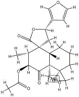 (3S,5S,5'S)-3'α-(Acetyloxy)-5-(3-furanyl)-2',3',4,5,6',7',8',8'aα-octahydro-4'aβ-(hydroxymethyl)-2'β-methyldispiro[furan-3(2H),1'(5'H)-naphthalene-5',2''-oxirane]-2,4'(4'aH)-dione 구조식 이미지