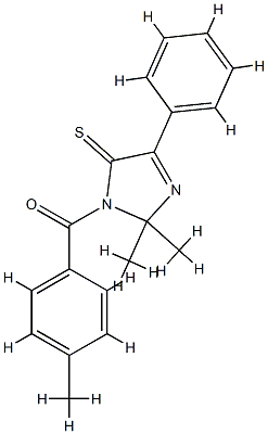 (2,2-dimethyl-4-phenyl-5-sulfanylideneimidazol-1-yl)-(4-methylphenyl)methanone Structure