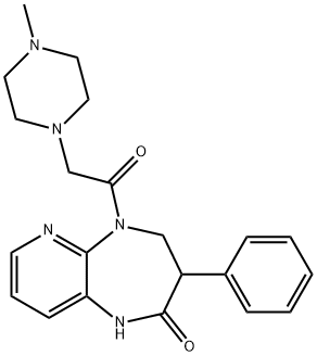 3-phenyl-2-oxo-5-(2-(4-methylpiperazin-1-yl)acetyl)-1H-tetrahydropyrido(2,3b)(1,4)diazepine 구조식 이미지