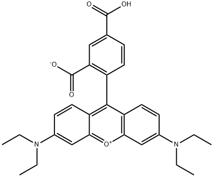 9-(2-Carboxylato-4-carboxyphenyl)-3,6-bis(diethylamino)xanthylium Structure