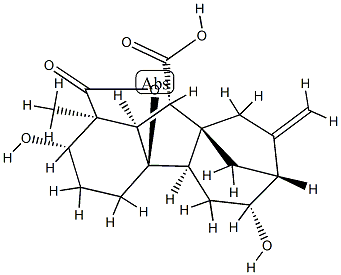 2β,4aα,6β-Trihydroxy-1-methyl-8-methylenegibbane-1α,10β-dicarboxylic acid 1,4a-lactone 구조식 이미지