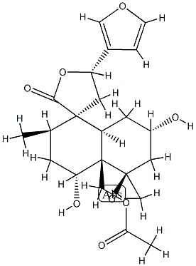 (3R,5S,5'R)-4'aα-[(Acetyloxy)methyl]-5-(3-furanyl)-2',3',4,4',4'a,5,6',7',8',8'aβ-decahydro-4'β,7'β-dihydroxy-2'α-methyldispiro[furan-3(2H),1'(5'H)-naphthalene-5',2''-oxiran]-2-one 구조식 이미지