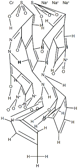 Chromate(3-), [4-hydroxy-3-[(2-hydroxy-3,5-dinitrophenyl)azo]-6-[[(4-methylphenyl)sulfonyl]amino]-2-naphthalenesulfonato(3-)][3-hydroxy-4-[(2-hydroxy-1-naphthalenyl)azo]-7-nitro-1-naphthalenesulfonato(3-)]-, trisodium Structure