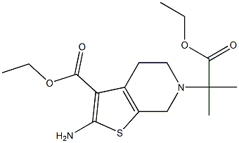 Ethyl-2-amino-6-(1-ethoxycarbonyl-1-methylethyl)-4,5,6,7-tetrahydrothieno[2,3-c]pyridine-3-carboxylate 구조식 이미지