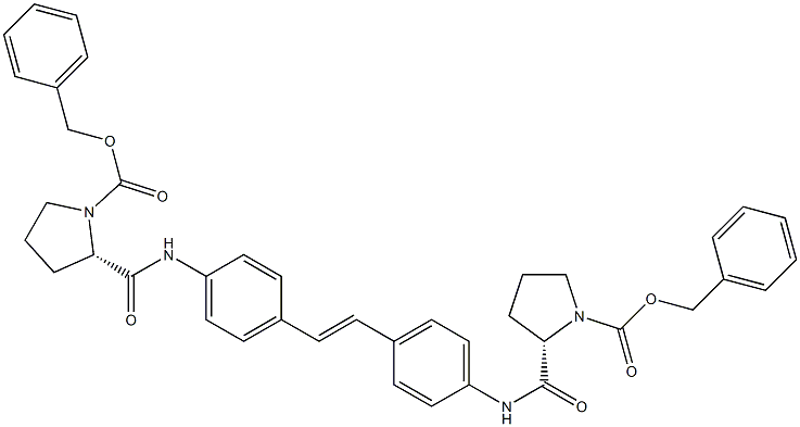 (2S,2'S)-benzyl 2,2'-(4,4'-((E)-ethene-1,2-diyl)bis(4,1-phenylene))bis(azanediyl)bis(oxomethylene)dipyrrolidine-1-carboxylate 구조식 이미지