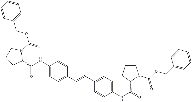 (2S,2'S)-benzyl 2,2'-(4,4'-((E)-ethene-1,2-diyl)bis(4,1-phenylene))bis(azanediyl)bis(oxomethylene)dipyrrolidine-1-carboxylate Structure