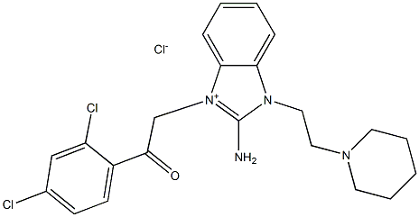 1H-Benzimidazolium,  2-amino-3-[2-(2,4-dichlorophenyl)-2-oxoethyl]-1-[2-(1-piperidinyl)ethyl]-,  chloride  (1:1) 구조식 이미지