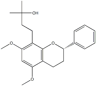 (2S)-8-(3-Hydroxy-3-methylbutyl)-5,7-dimethoxy-2α-phenylchroman 구조식 이미지