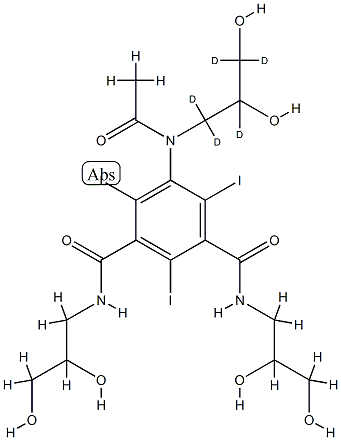 5-[acetyl-(1,1,2,3,3-pentadeuterio-2,3-dihydroxypropyl)amino]-1-N,3-N-bis(2,3-dihydroxypropyl)-2,4,6-triiodobenzene-1,3-dicarboxamide Structure