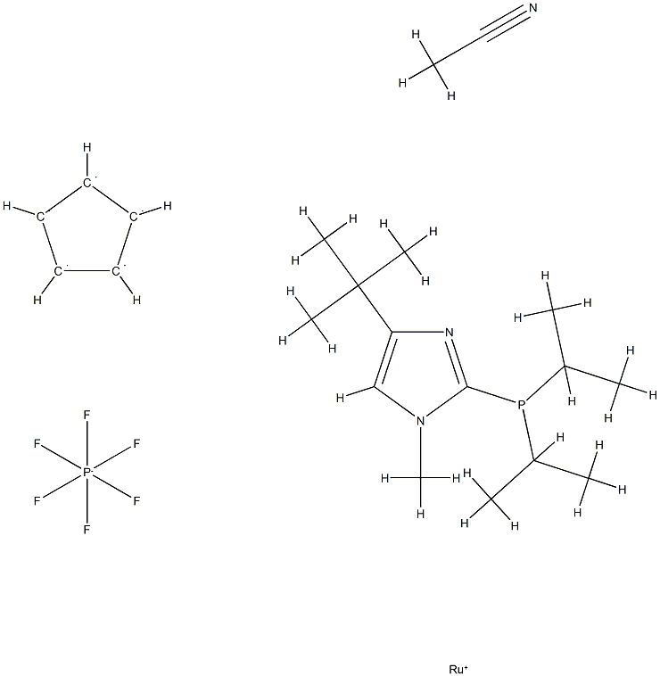 Acetonitrile(cyclopentadienyl)[2-(di-i-propylphosphino)-4-(t-butyl)-1-Methyl-1H-iMidazole] rutheniuM(II) hexafluorophosphate, Min. 98% [Alkene Zipper Catalyst] Structure