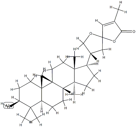 21,23-Epoxy-3β,23-dihydroxy-9,19-cyclo-5α-lanost-24-en-26-oic acid 26,23-lactone 구조식 이미지