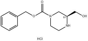 (S)-4-N-CBZ-2-하이드록시메틸-피페라진-HCl 구조식 이미지
