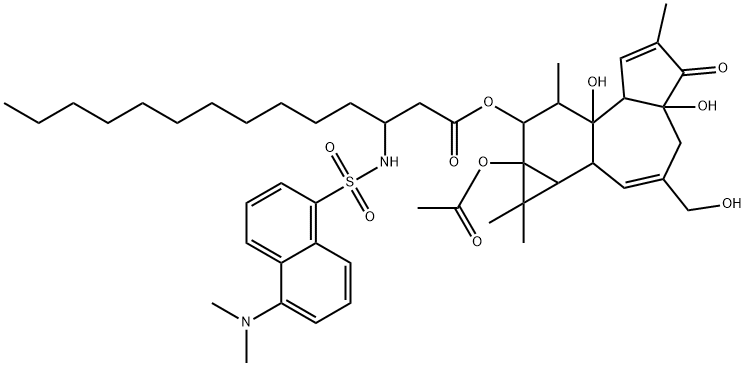 O-(N-dansylamino-3-tetradecanoyl)-12,O-acetyl-13-phorbol Structure