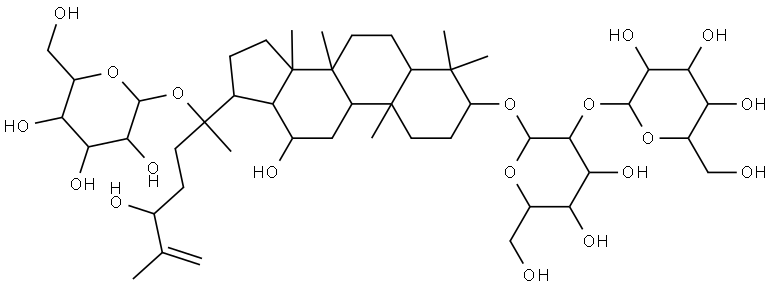 20-(β-D-Glucopyranosyloxy)-12β,24-dihydroxy-5α-dammara-25-ene-3β-yl 2-O-β-D-glucopyranosyl-β-D-glucopyranoside Structure