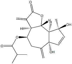 2-Methylpropanoic acid (3aR)-2,3,3aβ,4,5,6,6a,9,9aβ,9bα-decahydro-6aβ,9α-dihydroxy-9β-methyl-3,6-bis(methylene)-2-oxoazuleno[4,5-b]furan-4α-yl ester Structure