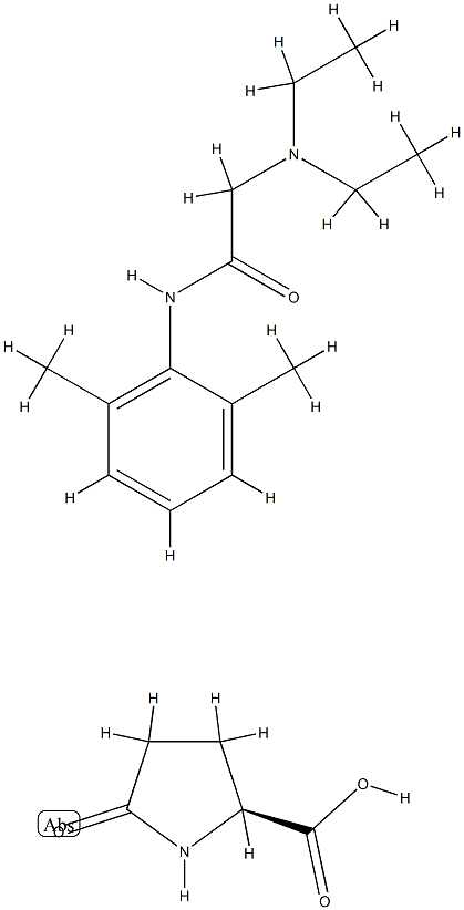 5-oxo-L-proline, compound with 2-(diethylamino)-N-(2,6-xylyl)acetamide (1:1) Structure