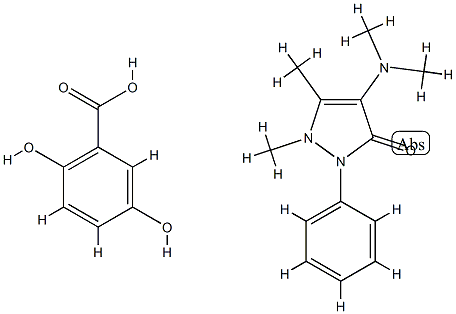 2,5-dihydroxybenzoic acid, compound with 4-(dimethylamino)-1,2-dihydro-1,5-dimethyl-2-phenyl-3H-pyrazol-3-one (1:1) Structure