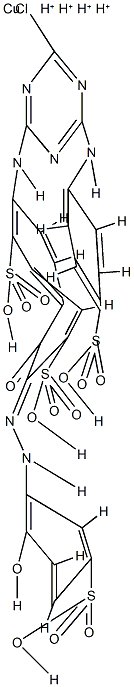 tetrahydrogen [2-[[4-chloro-6-(4-sulphoanilino)-1,3,5-triazin-2-yl]amino]-5-hydroxy-6-[(2-hydroxy-5-sulphophenyl)azo]naphthalene-1,7-disulphonato(6-)]cuprate(4-) Structure