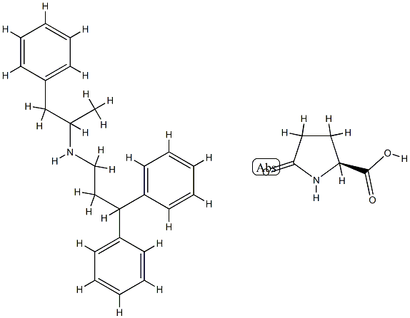 5-oxo-L-proline, compound with N-(alpha-methylphenethyl)-gamma-phenylbenzenepropylamine (1:1)  구조식 이미지