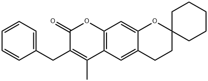 7-benzyl-6-methyl-3,4-dihydro-8H-spiro[cyclohexane-1,2-pyrano[3,2-g]chromen]-8-one Structure