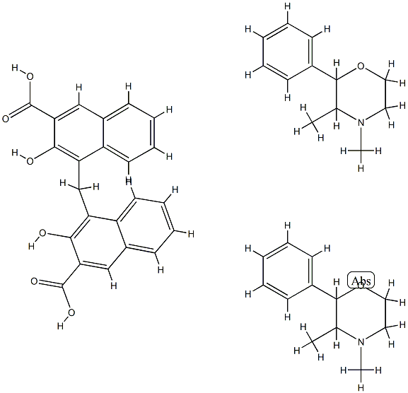 4,4'-methylenebis[3-hydroxy-2-naphthoic] acid, compound with 3,4-dimethyl-2-phenylmorpholine (1:2) Structure