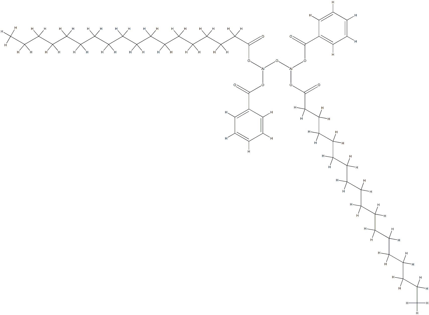 bis(benzoato-O)bis(octadecanoato-O)-mu-oxodialuminium Structure