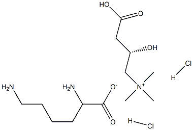 L-lysine dihydrochloride, compound with (±)-(3-carboxylato-2-hydroxypropyl)trimethylammonium (1:1) 구조식 이미지