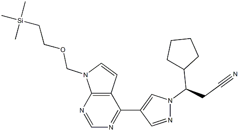 1H-Pyrazole-1-propanenitrile, β-cyclopentyl-4-[7-[[2-(triMethylsilyl)ethoxy]Methyl]-7H-pyrrolo[2,3-d]pyriMidin-4-yl]-, (βR)- Structure