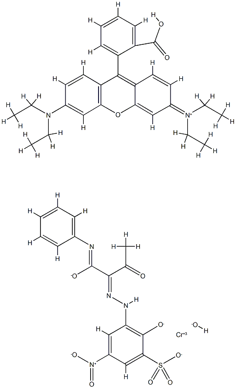 9-(2-carboxyphenyl)-3,6-bis(diethylamino)xanthylium [3-[1-(anilinocarbonyl)-2-oxopropyl]azo]-2-hydroxy-5-nitrobenzenesulphonato(3-)]hydroxychromate(1-) Structure