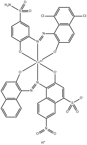 dihydrogen [3-[(5,8-dichloro-2-hydroxy-1-naphthyl)azo]-4-hydroxybenzenesulphonamidato(2-)][3-hydroxy-4-[(2-hydroxy-1-naphthyl)azo]-7-nitronaphthalene-1-sulphonato(3-)]chromate(2-) Structure
