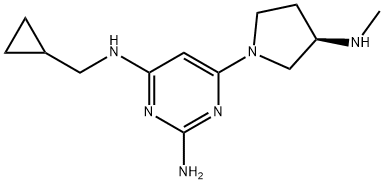 4-N-(cyclopropylmethyl)-6-[(3R)-3-(methylamino)pyrrolidin-1-yl]pyrimidine-2,4-diamine 구조식 이미지