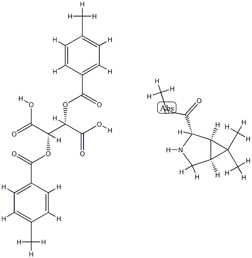 (1R,2S,5S)-Methyl 6,6-diMethyl-3-azabicyclo[3.1.0]hexane-2-carboxylate (2S,3S)-2,3-bis(4-Methylbenzoyloxy)succinate 구조식 이미지