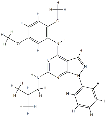 4-N-(2,5-dimethoxyphenyl)-6-N-(2-methylpropyl)-1-phenylpyrazolo[3,4-d]pyrimidine-4,6-diamine Structure